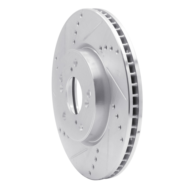 Honda Accord Sedan Brake Rotor (1) - Front Left - R1 Concepts - Drilled & Slotted - Silver - `13-`22